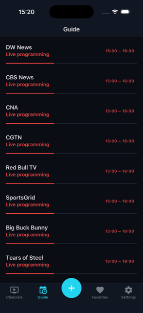 Kizo Stream live EPG guide
